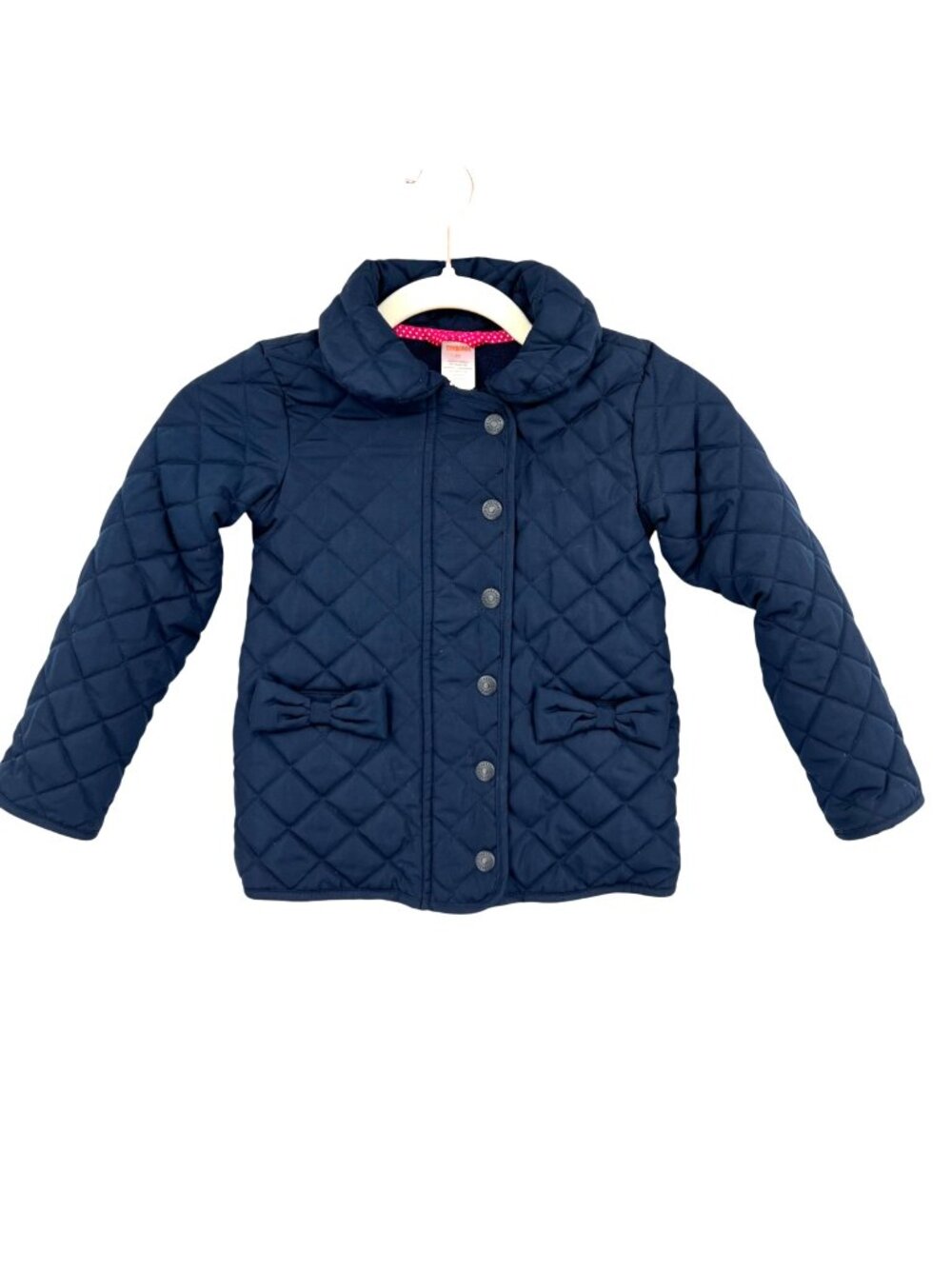Gymboree Girls Navy Quilted Jacket 5T With Bow Details Fleece Lining